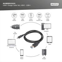 DIGITUS USB 2.0 aansluitkabel - 3 stuks - 1,0 m - USB A (St) naar USB C (St) - 480 Mbit/s - verbindingskabel - zwart, USB 2.0-1,0 m - 3 stuks - thumbnail