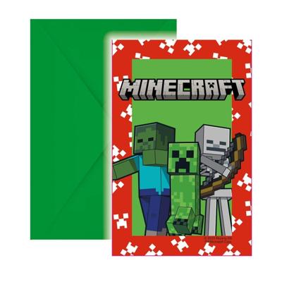 Minecraft Uitnodigingen Met Enveloppe (6st)