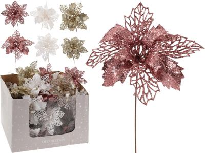 Bloem steker pp 21 cm 6ass kerstversiering Nampook - Nampook