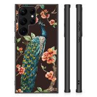 Samsung Galaxy S23 Ultra Dierenprint Telefoonhoesje Pauw met Bloemen - thumbnail