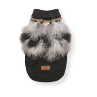 Croci hondentrui met veren zwart / wit - thumbnail