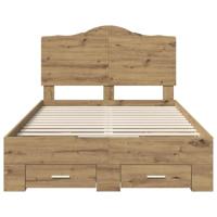 Bedframe met hoofdeinde Artisan Eiken 135 x 190 cm Bewerkt hout - thumbnail