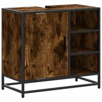 Wastafelkast 65x33x60 cm bewerkt hout gerookt eikenkleurig - thumbnail