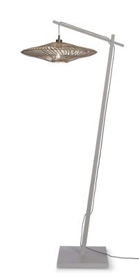 GOOD&MOJO Vloerlamp 'Zanzibar' Bamboe en rotan, 176cm, kleur Wit