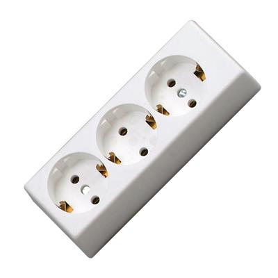 Kopp Stekkerdoos met randaarde, 3-voudig, zonder voedingskabel en stekker, arctisch wit, 120301007