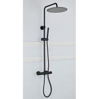 Opbouw Regendouche Set Boss & Wessing Ronde Hoofddouche 20 cm Mat Zwart Aqua Splash - thumbnail