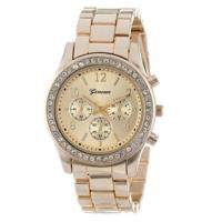 Vrouwen legering Diamond roestvrijstalen riem horloge (goud met diamant) - thumbnail