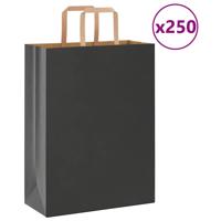 VidaXL Papieren zakken 250 st met hengsels 26x12x35 cm zwart - thumbnail