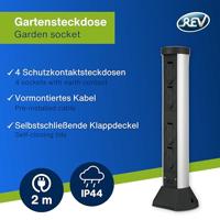 Buitenstopcontact paal kunsstof 4 stopcontacten 58 hoog 2 meter snoer met stekker - thumbnail