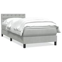 Boxspring met matras fluweel lichtgrijs 90x210 cm - thumbnail