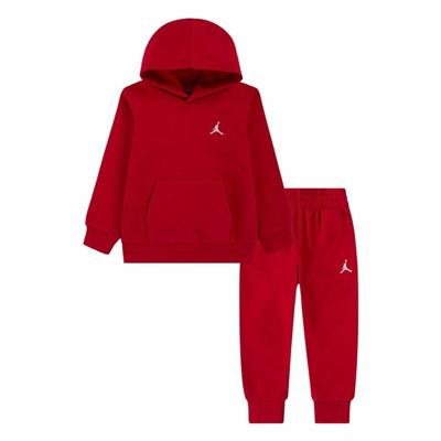Sportsoutfit voor baby Jordan MJ Brklyn Fleecec Pullover Set Rood 2 Onderdelen - Maat: 2 Jaar