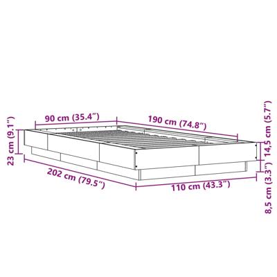 Bedframe bewerkt hout betongrijs 140x200 cm - thumbnail