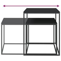 Salontafelset 2 st bewerkt hout en metaal - thumbnail
