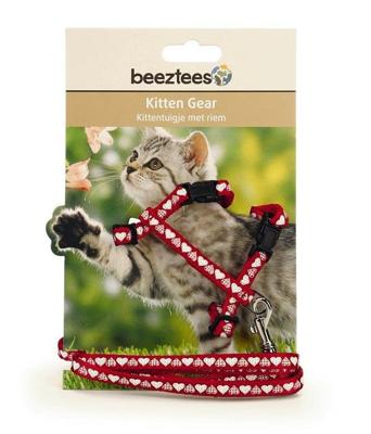 Beeztees Kittentuig Hartjes Rood 120cm x 10mm