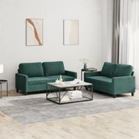 3-delige Loungeset met kussens fluweel donkergroen - thumbnail
