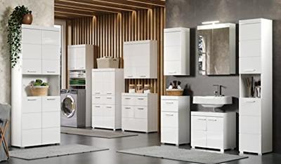 AMANDA badkamermeubel - 2 spiegeldeuren - L60 x D17 x H77 cm - Wit - TRENDTEAM AMANDA badkamermeubel - 2 spiegeldeuren - L60 x D17 x H77 cm - Wit - TRENDTEAM