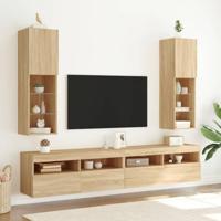 Tv-meubels met LED-verlichting 2 st 30,5x30x102 cm sonoma eiken - thumbnail