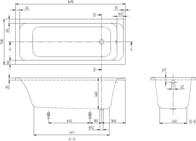 Villeroy & Boch Omnia Architectura bad - 170x70cm - wit uba177ara2v-01