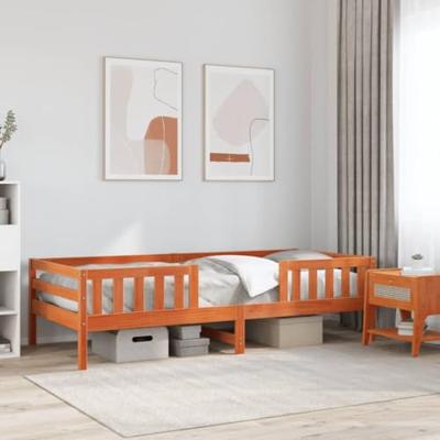 Bedframe zonder matras massief grenenhout wasbruin 100x200 cm
