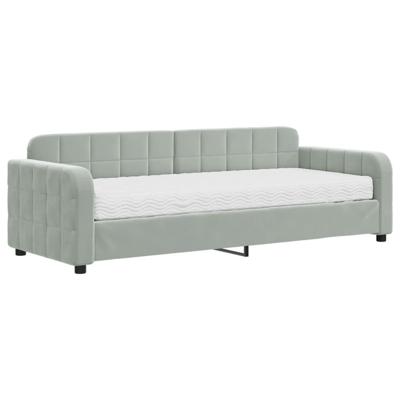 Slaapbank met matras 80x200 cm fluweel lichtgrijs