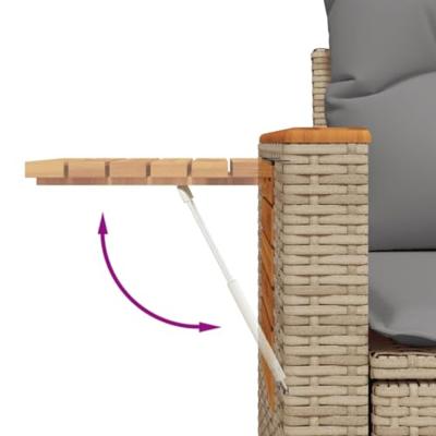 6-delige Loungeset met kussens poly rattan beige