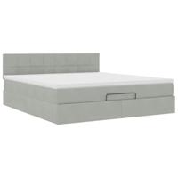 Ottoman bed met matras en LED's 160x200cm fluweel lichtgrijs - thumbnail