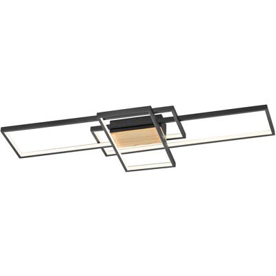 LED Plafondlamp - Trion Tucino - 35W - Warm Wit 3000K - Dimbaar - Rechthoek - Mat Zwart - Aluminium