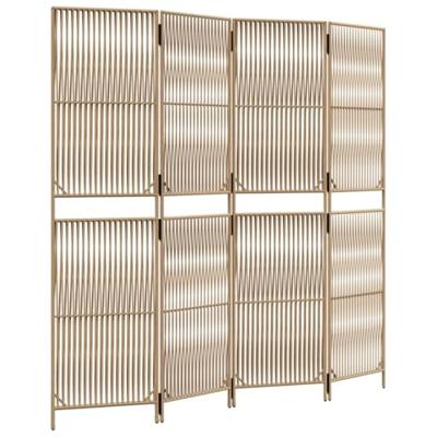Kamerscherm 4 panelen poly rattan beige