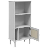 Boekenkast SENJA rattan-look 60x35x130 cm grenenhout wit - thumbnail