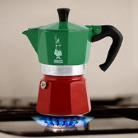 Italiaanse koffiezetter - BIALETTI - Moka Express Italia - Geschikt voor alle kookplaten behalve inductie - 6 kopjes - 300 ml - Groen / Rood - thumbnail