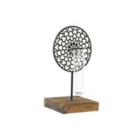 Kaarshouder DKD Home Decor Kristal Zwart Metaal Hout Bruin 20 x 20 x 36 cm - thumbnail