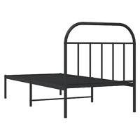 Bedframe met hoofdbord metaal zwart 90x200 cm - thumbnail