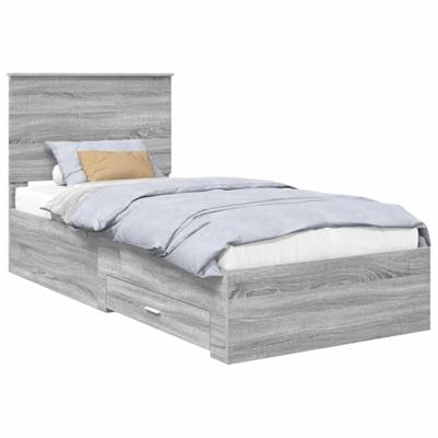 Bedframe met hoofdeinde Grijs Sonoma 90 x 190 cm Bewerkt hout