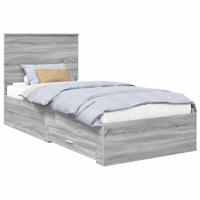Bedframe met hoofdeinde Grijs Sonoma 90 x 190 cm Bewerkt hout - thumbnail