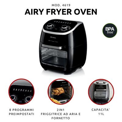 Ariete airy fryer oven 4619/00 heteluchtfriteuse (zwart, 11 liter) Ariete airy fryer oven 4619/00 heteluchtfriteuse (zwart, 11 liter)