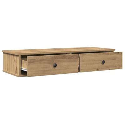 Wandschap met lades 100x37,5x19cm bewerkt hout artisanaal eiken