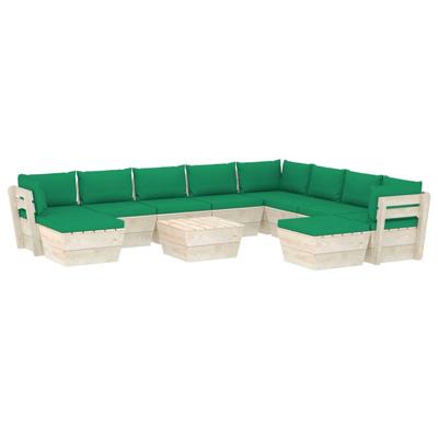 vidaXL 11-delige Loungeset met kussens pallet vurenhout
