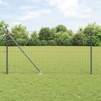VidaXL Hek met paal grijs 1,2 x 10 m staal en pvc - thumbnail