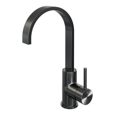 Brauer Stripe hoge opbouw wastafelmengkraan met draaibare platte uitloop model A gunmetal geborsteld PVD