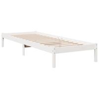 Bedframe extra lang zonder matras grenenhout wit 80x220 cm - thumbnail