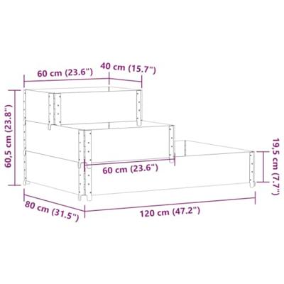 Verhoogde plantenbak 3-laags 120x80 cm massief grenenhout Verhoogde plantenbak 3-laags 120x80 cm massief grenenhout