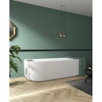 ZEZA Blend half vrijstaand hoekbad - ribbel - rechts - 170x80x58cm - met afvoer - acryl - mat wit TW-7683R-MW-170 - thumbnail
