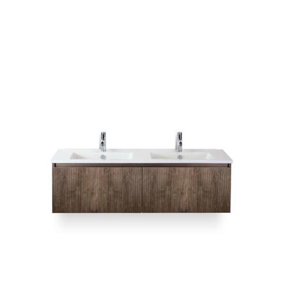 Frozen 3d Badmeubelset 140 cm - Greeplijst in kleur - Charleston - Keramische Wastafel Wit 2 kraangaten