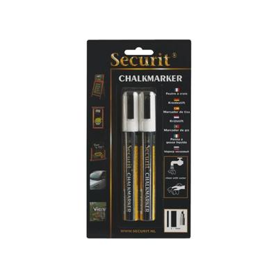 Securit krijtmarker medium, blister met 2 stuks, wit