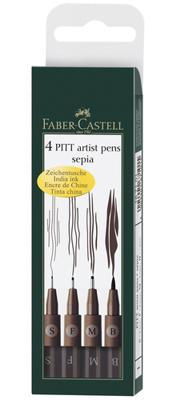 Faber Castell fc-167101 tekenstift faber-castell pitt artist pen 4-delig etui donker sepia