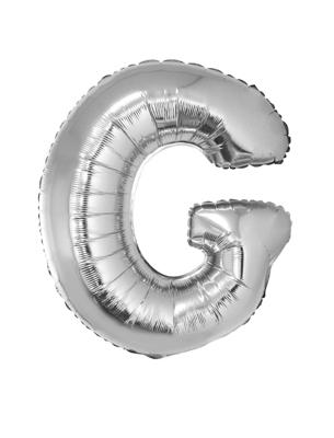 Folieballon Zilver Letter &apos;G&apos; groot