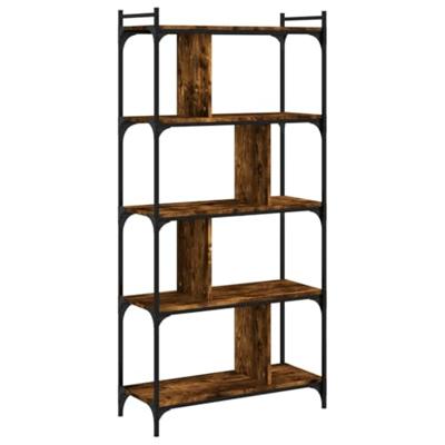 Boekenkast 5-laags 76x32x158 cm bewerkt hout gerookt eikenkleur