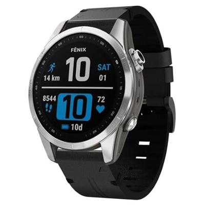 By Qubix - Leren bandje - Zwart - Compatible met Garmin Fenix 8-43mm - Compatible Garmin bandje - Bandbreedte: 20mm
