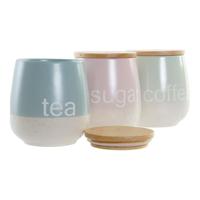 Tin DKD Home Decor Blauw Groen Roze 10 x 10 x 16 cm (3 Stuks) - thumbnail