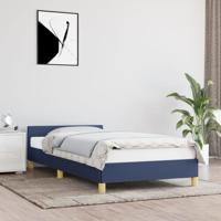Bedframe met hoofdeinde stof blauw 100x200 cm - thumbnail